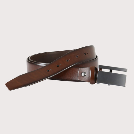 Mackenzie Belt - Designer Leather Plate Buckle Casual Belt