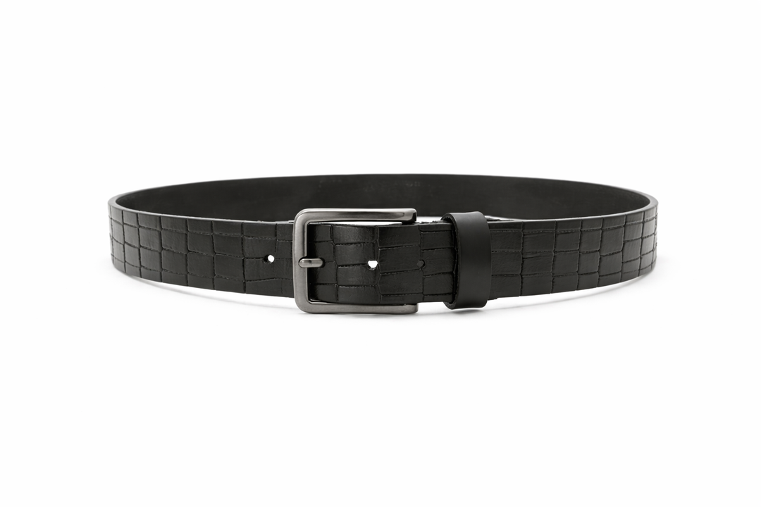 Crocodile Design Real Buffalo Leather Belt 4cm Smooth Nickel Free Buckle