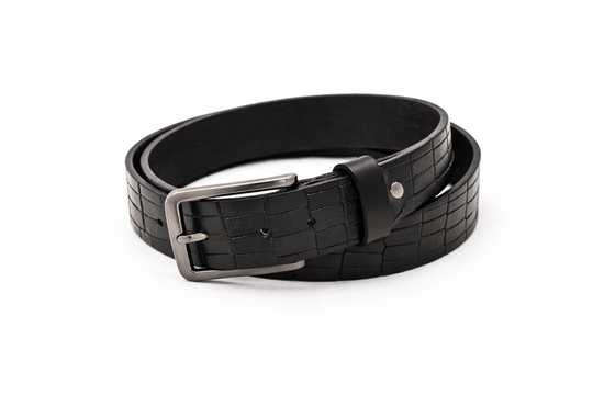 Crocodile Design Real Buffalo Leather Belt 4cm Smooth Nickel Free Buckle