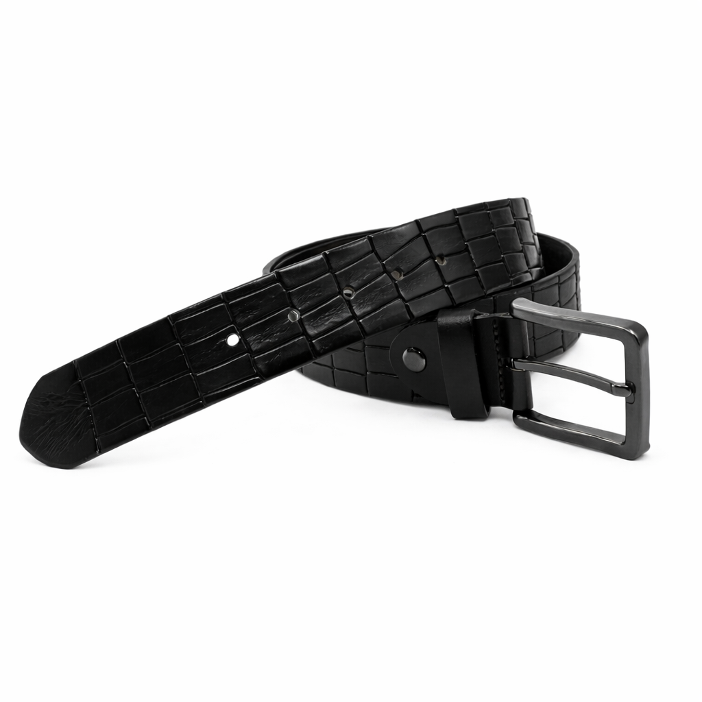 Crocodile Design Real Buffalo Leather Belt 4cm Smooth Nickel Free Buckle