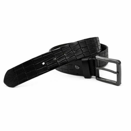 Crocodile Design Real Buffalo Leather Belt 4cm Smooth Nickel Free Buckle