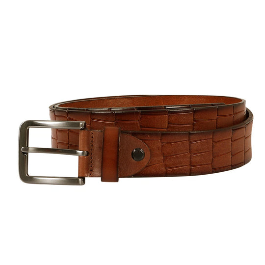 Crocodile Design Real Buffalo Leather Belt 4cm Smooth Nickel Free Buckle